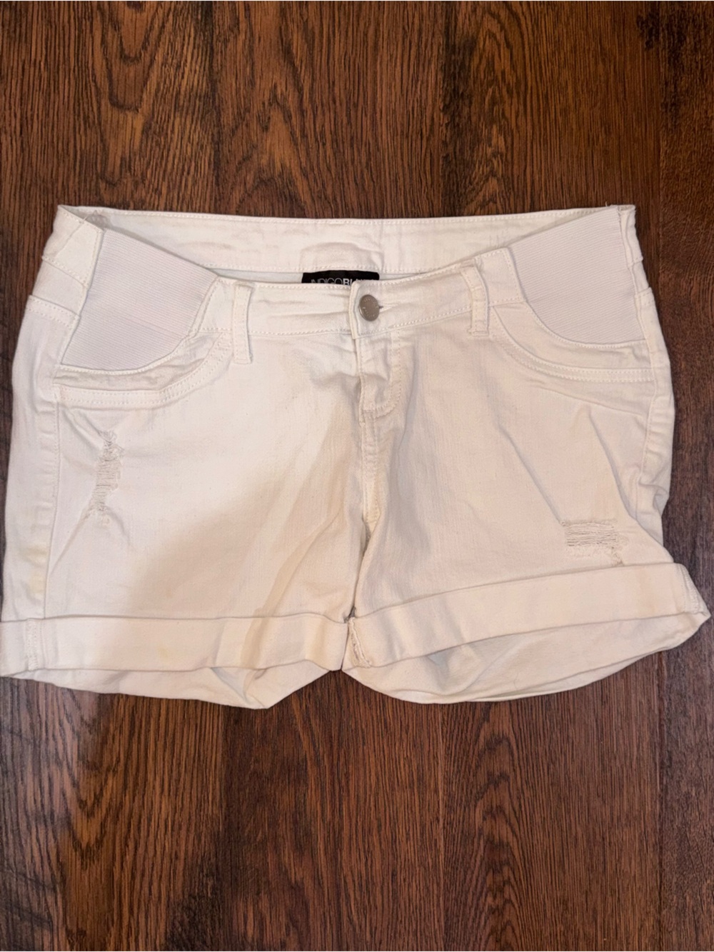 Indigo Blue maternity Cuffed Denim Shorts